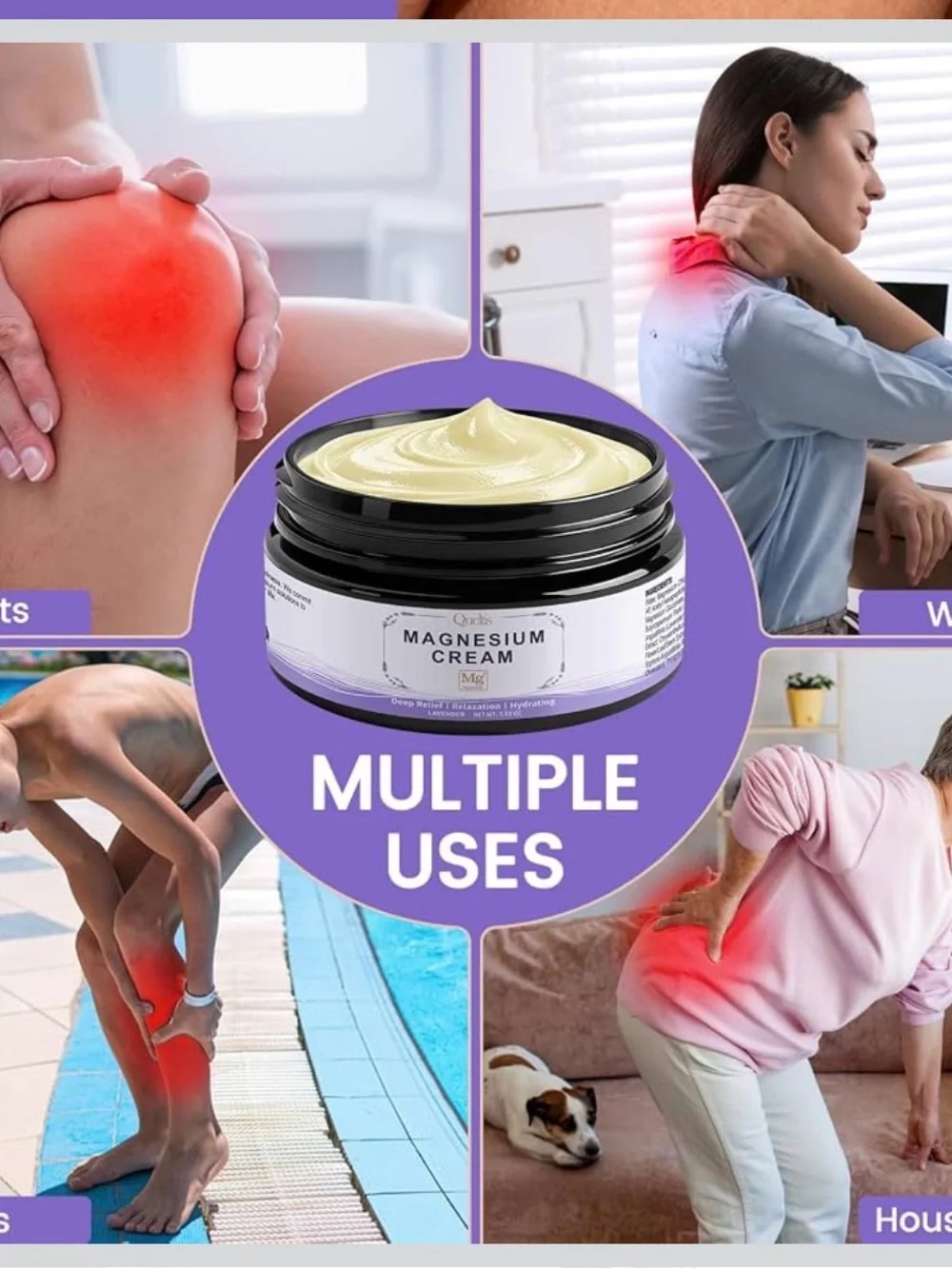 Quelis Magnesium Cream — Lavender Relief (Purple & White Packaging)